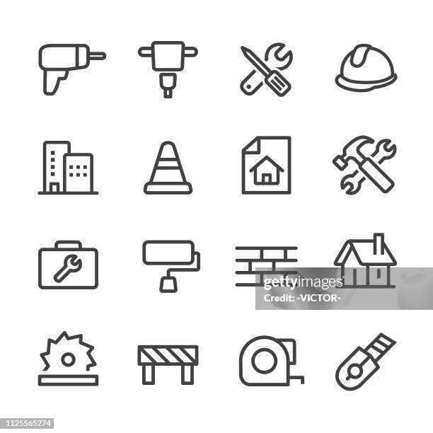ilustrações de stock, clip art, desenhos animados e ícones de construction icons - line series - cone de trânsito
