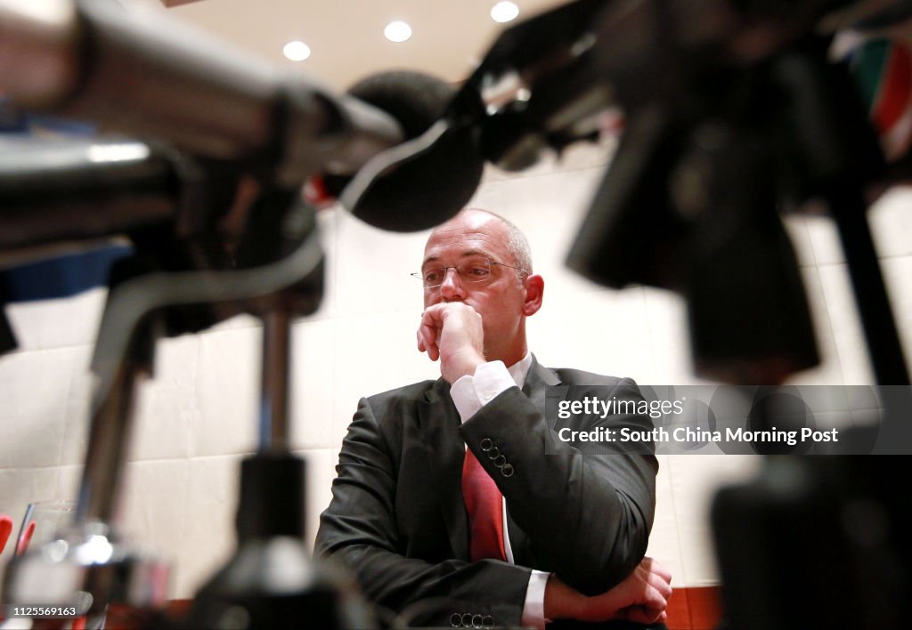 Theo Spierings, CEO of New Zealand dairy product company Fonterra, speaks to the press at a press conference in Beijing, regarding its tainted milk product. 05AUG13 Photo by Simon Song