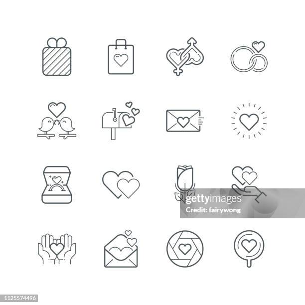 liebe und valentinstag linie symbole - blowing a kiss stock-grafiken, -clipart, -cartoons und -symbole