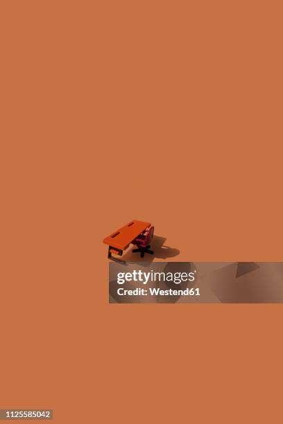 stockillustraties, clipart, cartoons en iconen met 3d illustration, desk, office - eenzaamheid