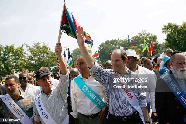 New York City Mayor Michael R. Bloomberg, New York Governor Eliot Spitzer and guests march in the West Indian American Day Parade September 3, 2007...