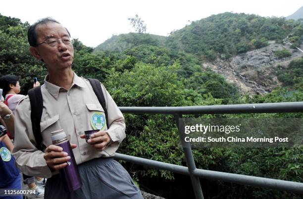 Former head of Hong Kong Observatory Lam Chiu-ying attends Save Our Country Parks country park guided tours at Tai Tam Reservoir. 29SEP13