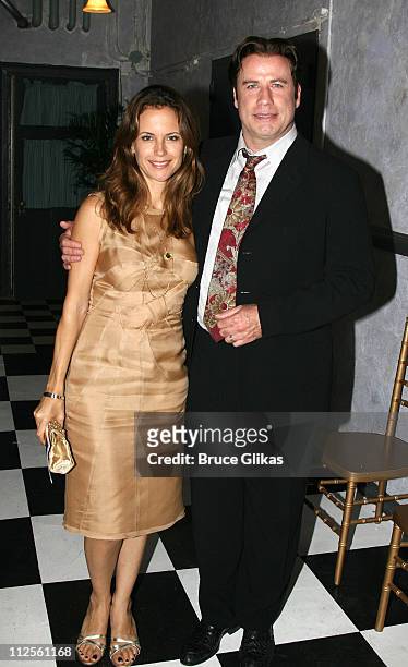 Actor John Travolta and Kelly Preston visit the cast of "The Rise of Dorothy Hale" Off-Broadway at St. Lukes Theater on October 7, 2007 in New York.