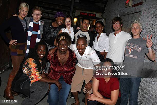 Actor Chace Crawford,actress Leighton Meester and actress Nicole Fiscella of The CW hit television show "Gossip Girl" visit Anthony Rapp and the cast...