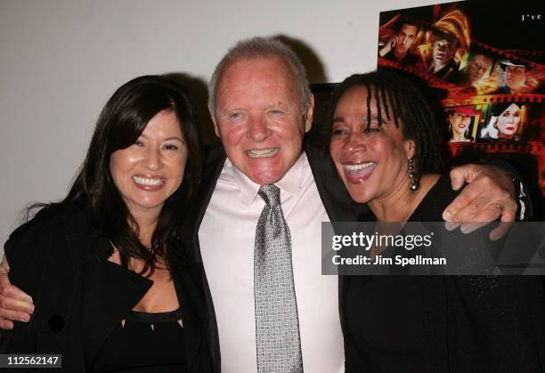 Stella Arroyave, Anthony Hopkins and S. Epatha Merkerson arrive at "Slipstream" premiere at Roy Titus Theater, on October 18, 2007 in New York City.