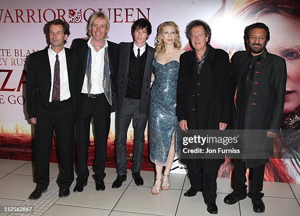 Rhys Ifans, Eddie Redmayne, Cate Blanchett, Geoffrey Rush and Shekhar Kapur attend the "Elizabeth: The Golden Age" film premiere at the Odeon...