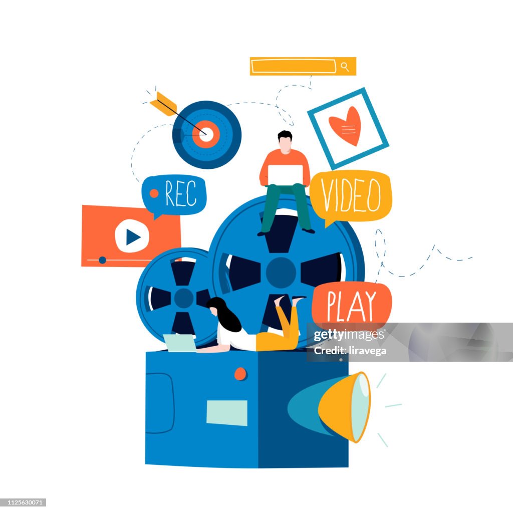 Filming Computer Graphics Video Camera Production Filming Video Footage High-Res Vector Graphic ...