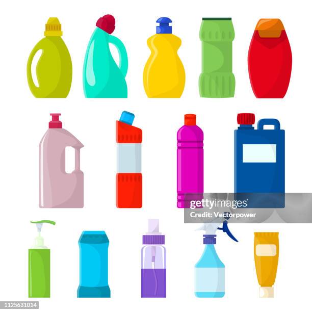 detergent bottle vector plastic blank container with detergency - fabric softener bottle stock illustrations