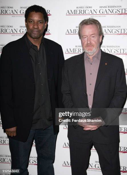 Danzel Washington and Ridley Scott attend the Screening of American Gangster at Curzon Mayfair on November 2, 2007 in London, England.