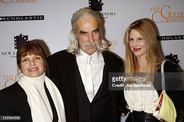 Katherine Ross, actor Sam Elliot and Cleo Rose Elliott arrive at "The Golden Compass" premiere at the Ziegfeld Theater on December 2, 2007 in New...