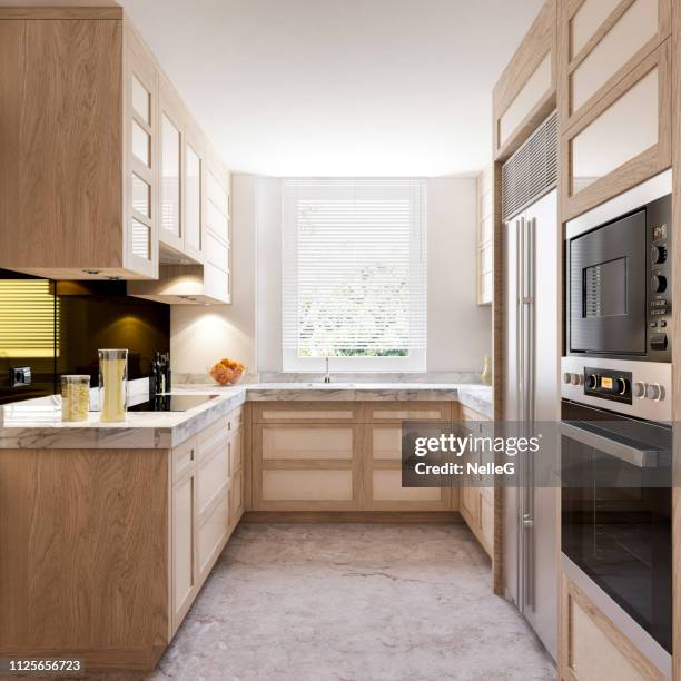 modern kitchen - beige marble stock pictures, royalty-free photos & images