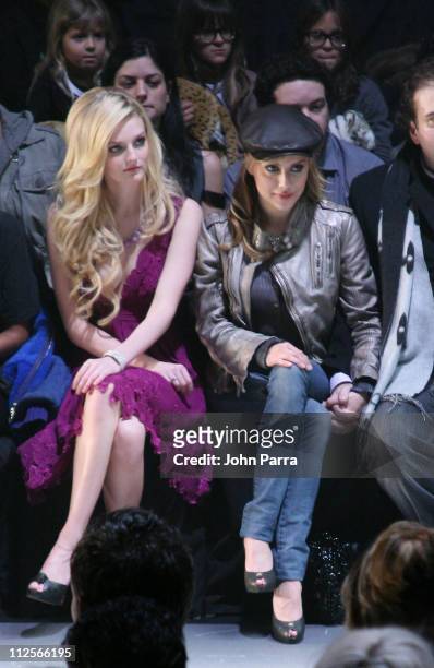 Model Lydia Hearst, Actor Brittany Murphy and Simon Monjack attends Diesel Fall 2008 during Mercedes-Benz Fashion Week at theTent at Bryant Park on...