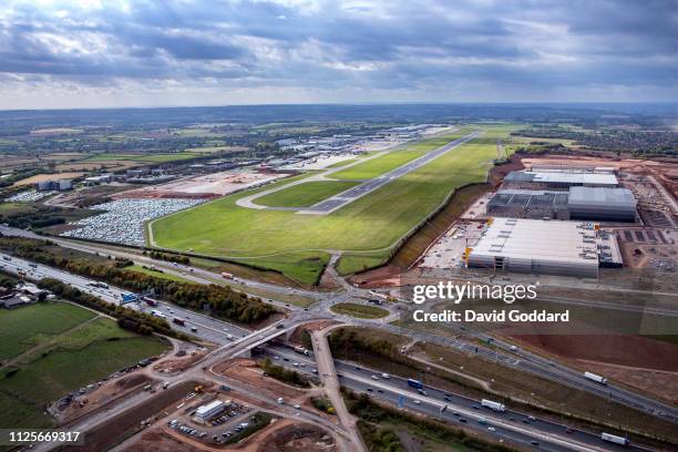 An aerial photograph of East Midlands Airport on October 1st 2018. Aerial Photograph by David Goddard