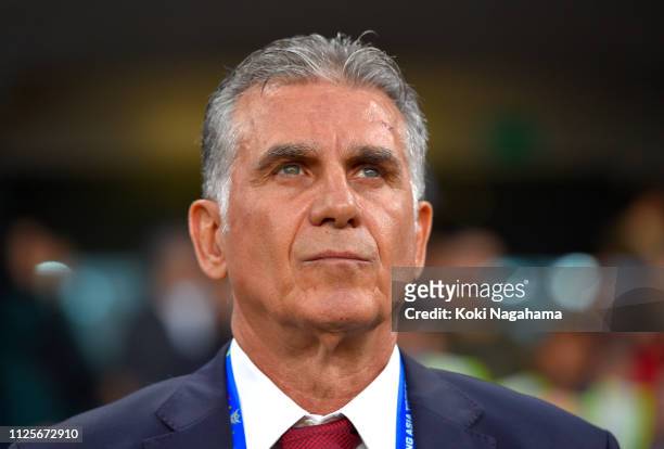 Carlos Quieroz, Manager of Iran ahead of the AFC Asian Cup semi final match between Iran and Japan at Hazza Bin Zayed Stadium on January 28, 2019 in...