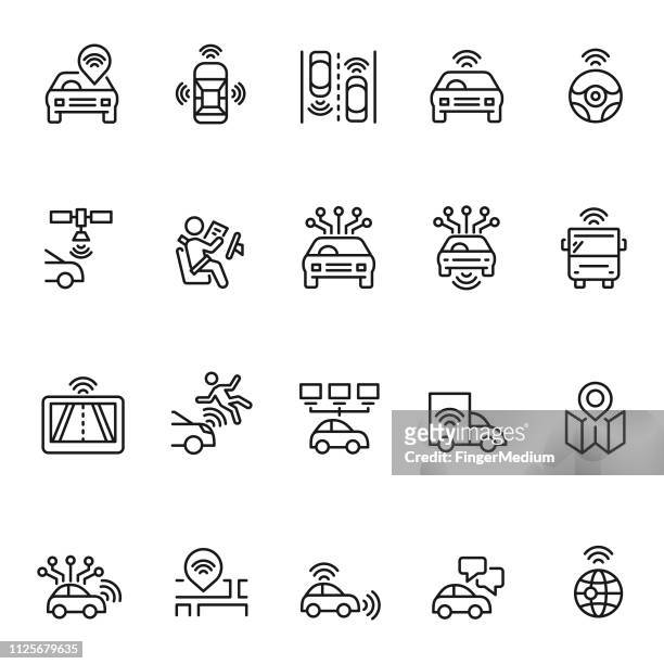 autonomous car icon set - transportation stock illustrations