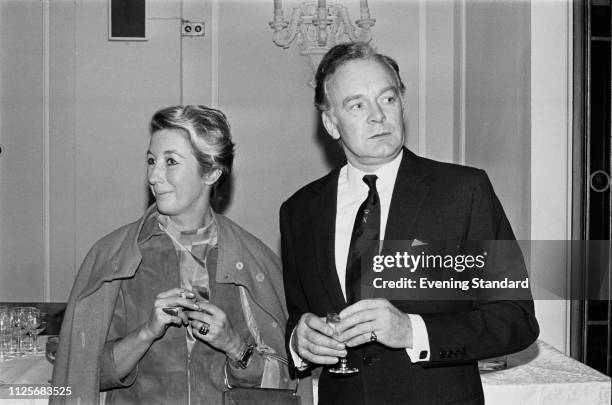 English actor Tony Britton and his wife Eva Castle Britton attending the Evening Standard Theatre Awards, UK, 19th February 1969.