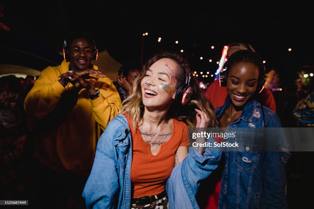 Young Woman at Silent Disco