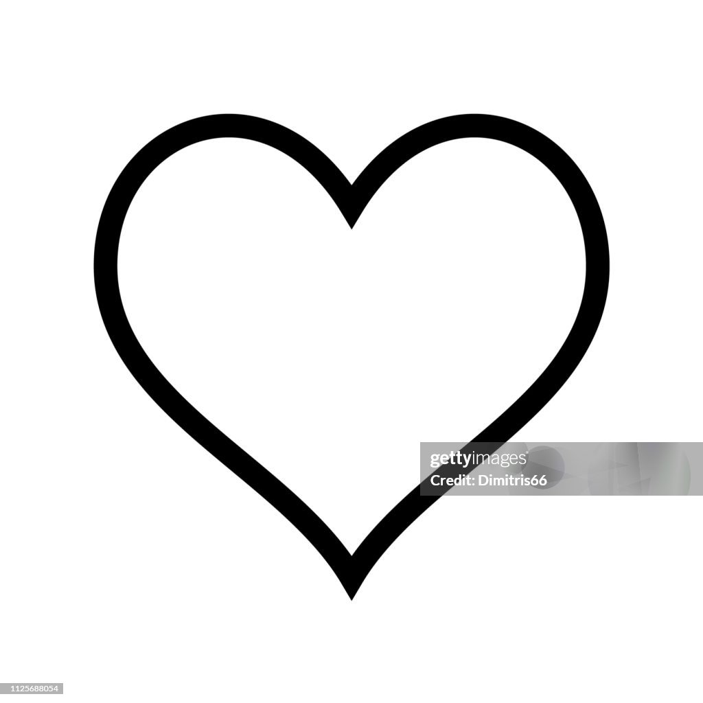 Minimal Flat Heart Shape Icon With Thin Black Line On White Background  High-Res Vector Graphic - Getty Images