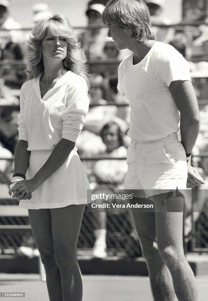 Farrah Fawcett Attends Celebrity Tennis Match