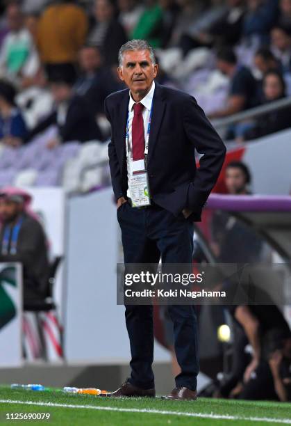 Carlos Quieroz, Manager of Iran during the AFC Asian Cup semi final match between Iran and Japan at Hazza Bin Zayed Stadium on January 28, 2019 in Al...