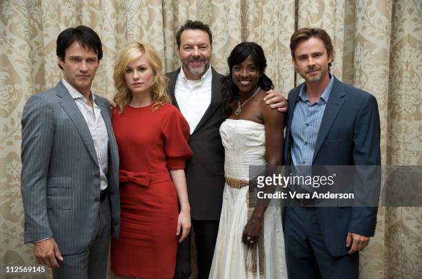 Stephen Moyer, Anna Paquin, Alan Ball, Rutina Wesley and Sam Trammell at the "True Blood" press conference at the Four Seasons Hotel on July 22, 2009...