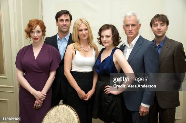 Christina Hendricks, Jon Hamm, January Jones, Elisabeth Moss, John Slattery and Vincent Kartheiser at the "Mad Men" press conference at Four Seasons...