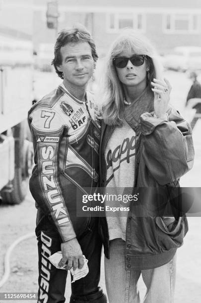 British motorcycle racer Barry Sheene and his partner, British fashion model Stephanie McLean, UK, 22nd April 1984.