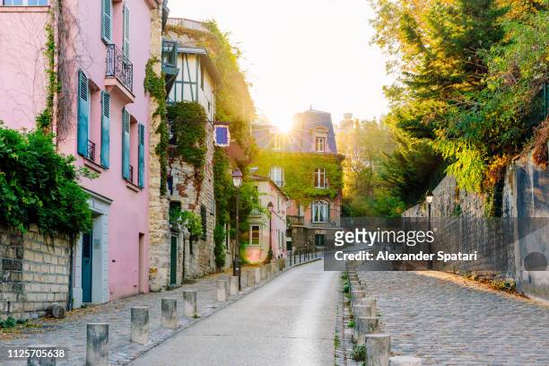 morning in montmartre, paris, france - village stock pictures, royalty-free photos & images