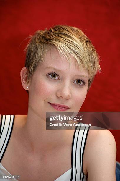 Mia Wasikowska at the "Alice In Wonderland" press conference at the Renaissance Hollywood Hotel on February 20, 2010 in Hollywood, California.