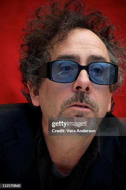 Director Tim Burton at the "Alice In Wonderland" press conference at the Renaissance Hollywood Hotel on February 20, 2010 in Hollywood, California.