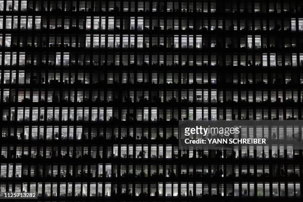 Offices in the European Central Bank headquarter are pictured on February 19, 2019 in Frankfurt am Main, western Germany.