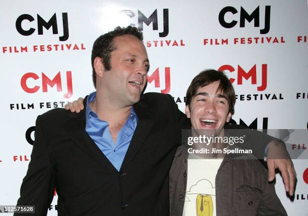 Actor/Producer Vince Vaughn and Actor Justin Long arrives at "Vince Vaughn's Wild West Comedy Show" at the IFC Center Cafe on October 19, 2007 in New...