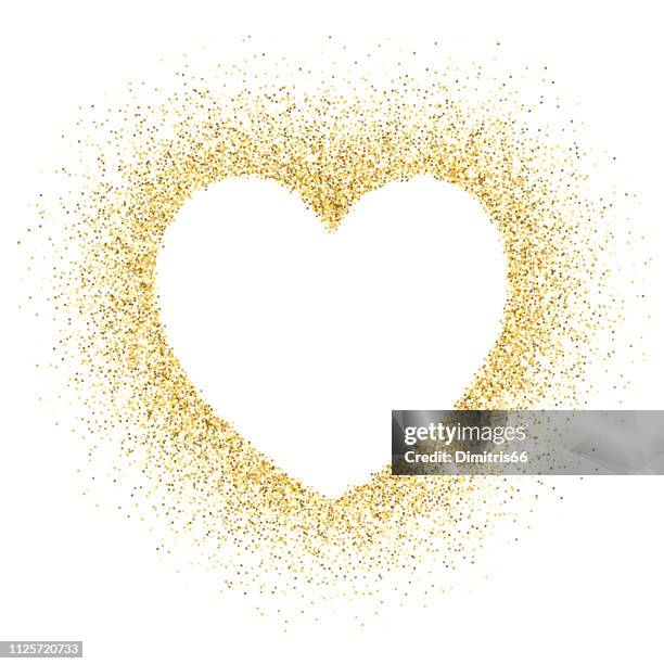 gold glitter with heart shape empty space on white background - romantic couple on white background stock illustrations