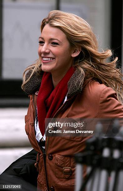 Actress Blake Lively on location for TV show "Gossip Girl" November 27, 2007 in New York City.