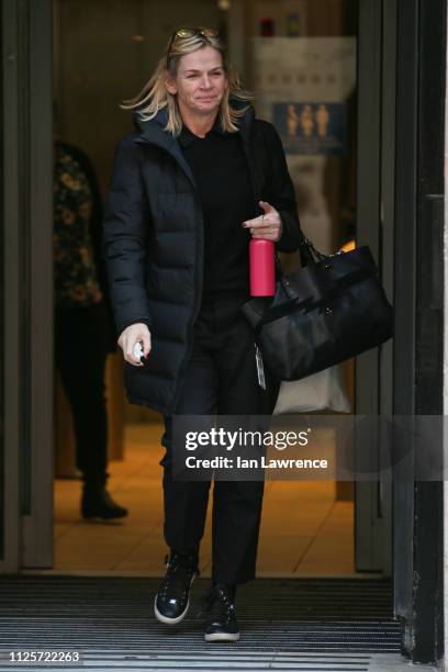 Zoe Ball is seen leaving BBC Radio 2 Studios on January 28, 2019 in London, England.