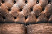 Detail of a luxurious brown leather sofa