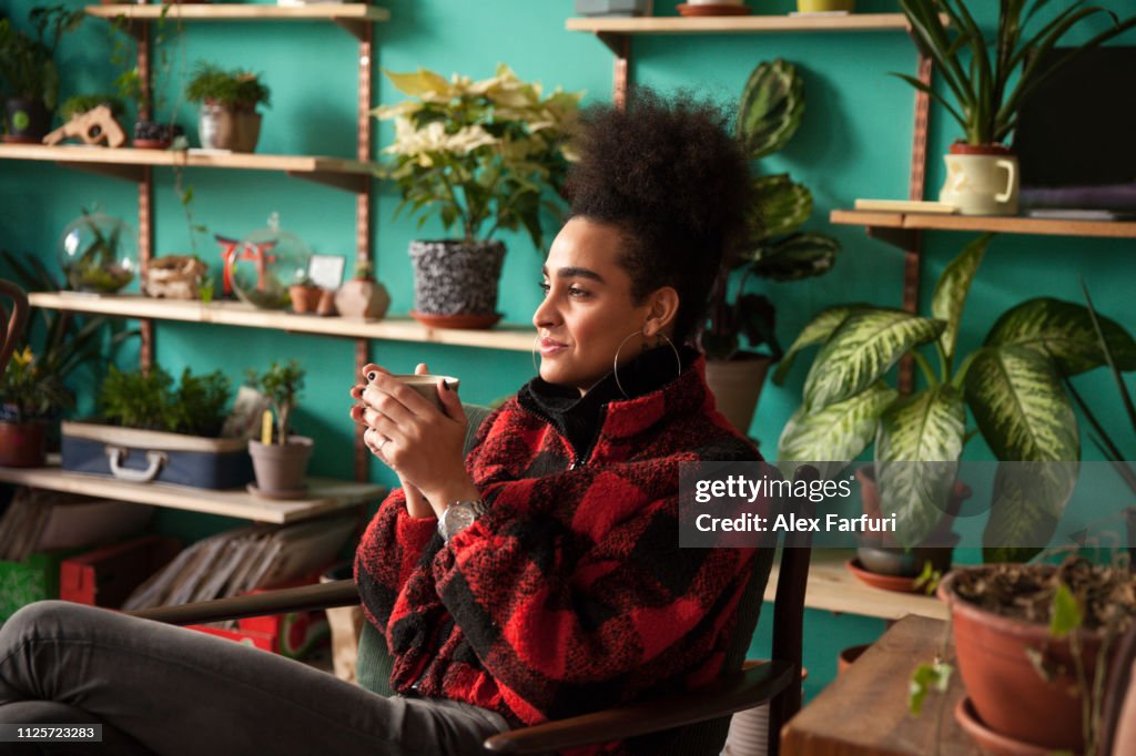 Trans woman on her coffee break