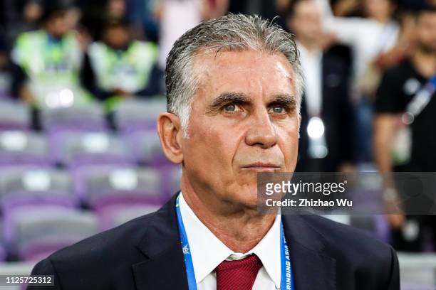 Carlos Quieroz coach of Iran in action during the AFC Asian Cup semi final match between Iran and Japan at Hazza Bin Zayed Stadium on January 28,...