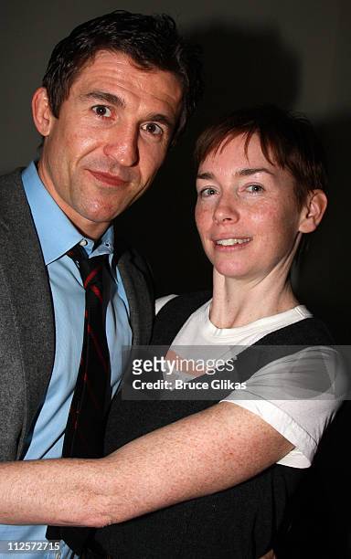 Actor Jonathan Cake and wife Actress Julianne Nicholson pose at the Opening Night for Ethan Coen's play "Almost an Evening" at The Atlantic Theater...