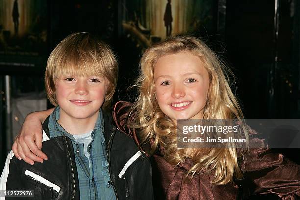 Spencer List and Peyton List arrive at "The Spiderwick Chronicles" premiere at AMC Lincoln Square on February, 4 2008 in New York City.