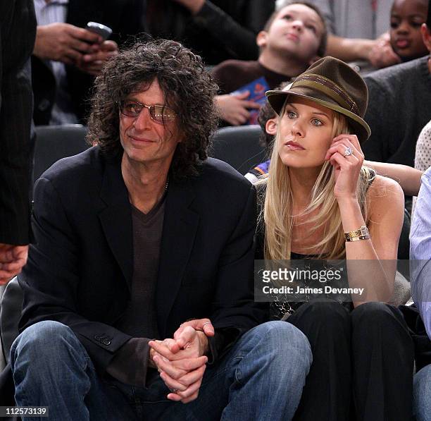 Howard Stern and Beth Ostrosky attend San Antonio Spurs vs NY Knicks game at Madison Square Garden in New York City on February 8, 2008.