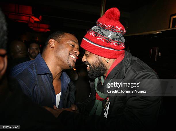 Dwight Freeney and Jermaine Dupri attend the Birthday Celebration for Dwight Freeney of the Indianapolis Colts at The Plumm February 19, 2008 New...