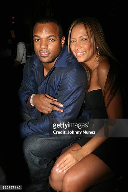 Dwight Freeney and Valeshia Butterfield attend the Birthday Celebration for Dwight Freeney of the Indianapolis Colts at The Plumm February 19, 2008...