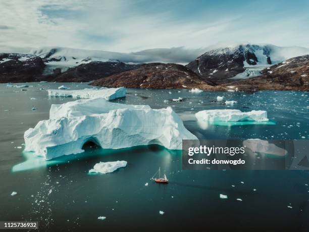 sailing expedition in east greenland - permafrost stock pictures, royalty-free photos & images