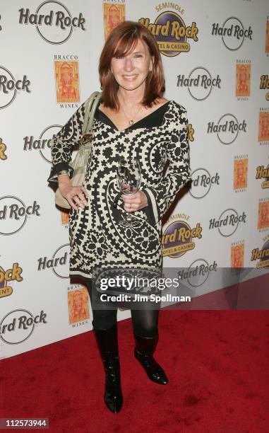 Designer Nicole Miller arrives at the Bracco Wines Launch at the Hard Rock Cafe on February 25, 2008 in New York City.