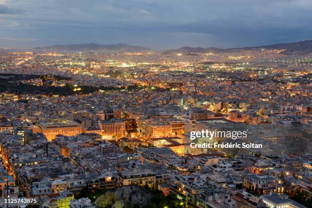 Sunset on the Aegean Sea and the Acropolis of Athens on November 10, 2012 in Athènes, Greece.