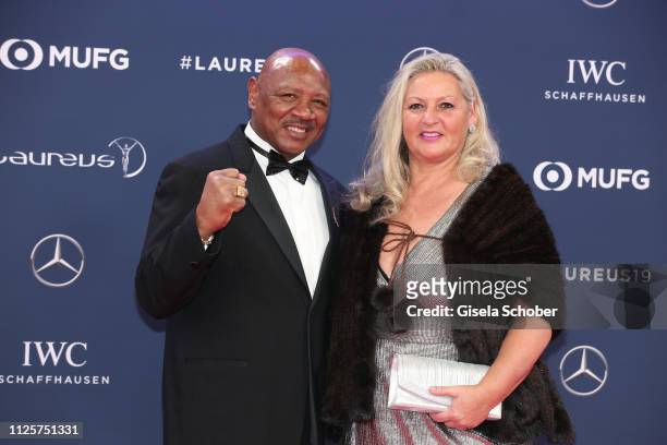 Boxer Marvelous Marvin Hagler and his wife Kay Guarrera during the Laureus World Sports Awards 2019 at Monte Carlo Sporting Club on February 18, 2019...