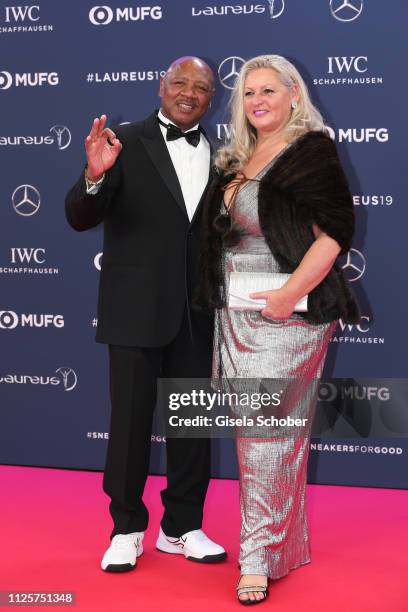 Boxer Marvelous Marvin Hagler and his wife Kay Guarrera during the Laureus World Sports Awards 2019 at Monte Carlo Sporting Club on February 18, 2019...