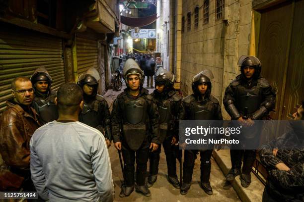 Egyptian police in Cairo on February 19, 2019 - An explosion in Cairo killed two policemen who were chasing a man believed to have targeted security...