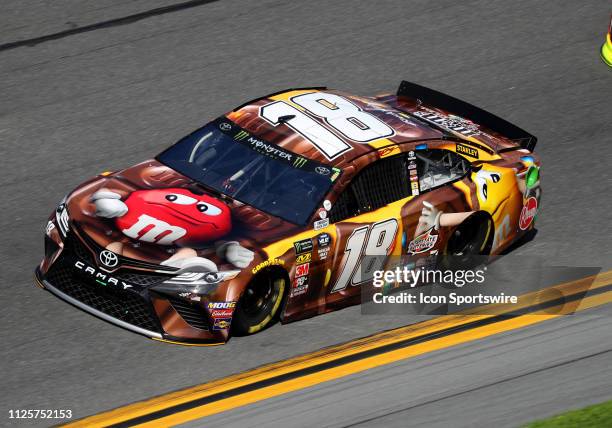 Kyle Busch, Joe Gibbs Racing, Toyota Camry M&M's Chocolate Bar during the running of the 61st annual Daytona 500 on February 17, 2019 at Daytona...